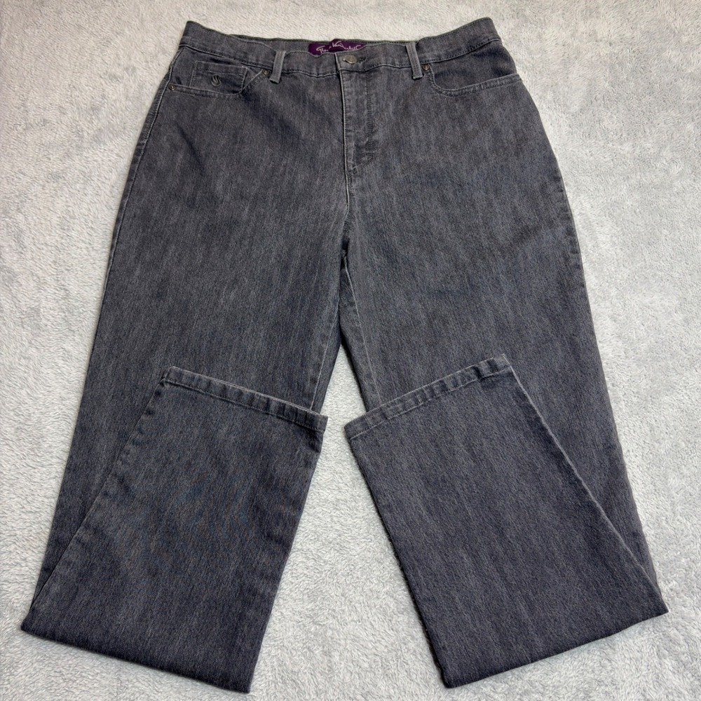 Gloria Vanderbilt Amanda Jeans Womens 14 Average Grey Straight Leg High Rise 31
